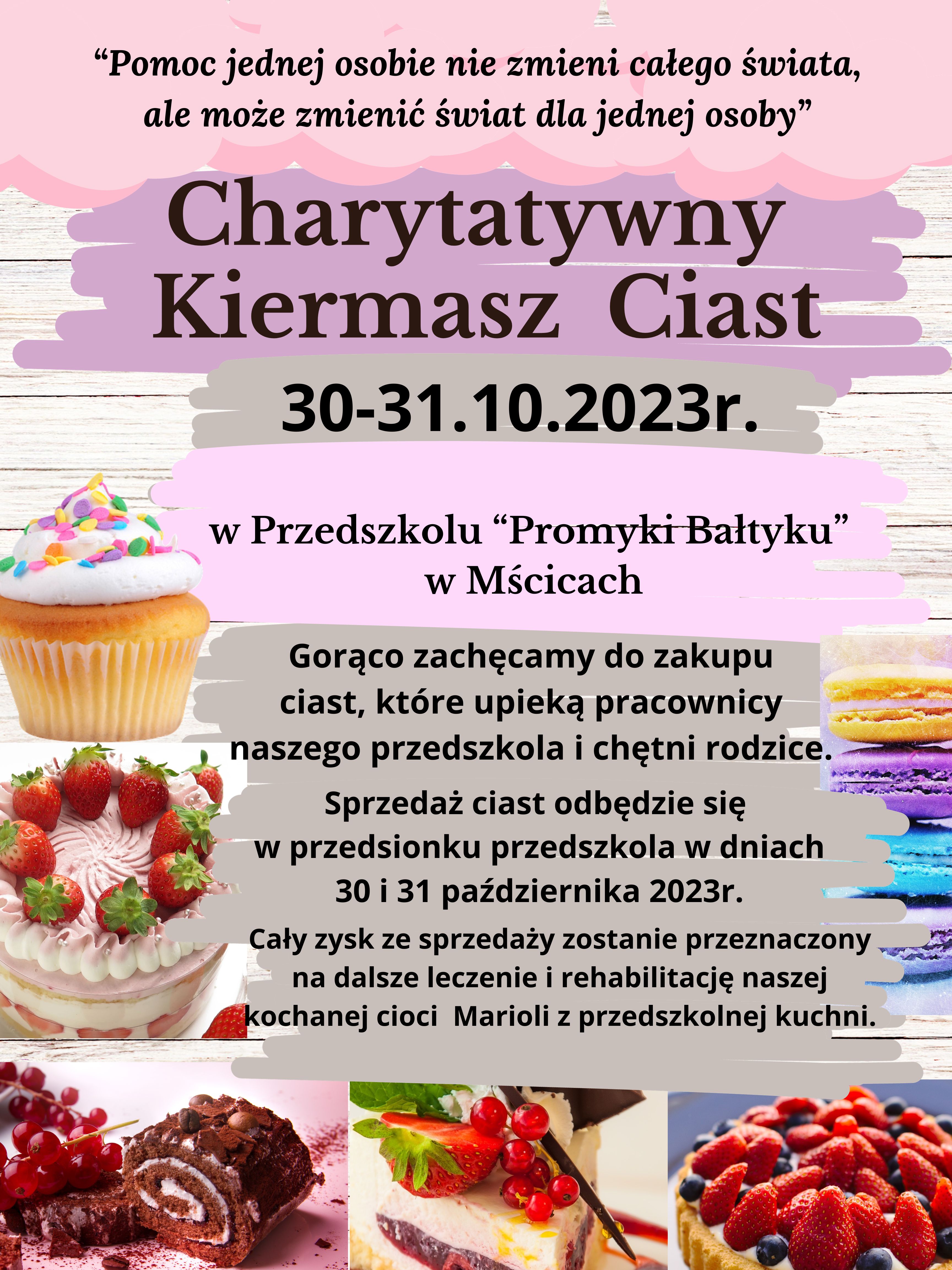 Plakat Charytatywny kiermasz ciast